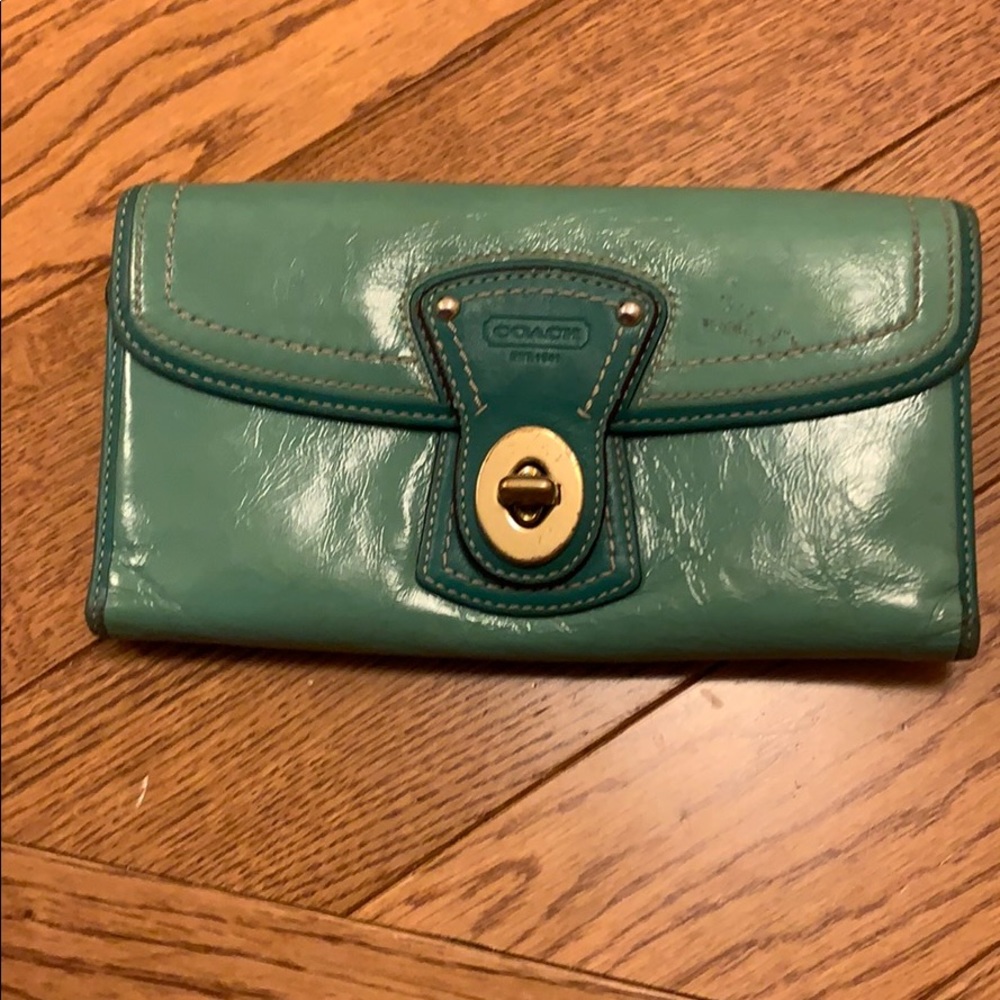 Authentic Coach Wallet in Teal Aqua